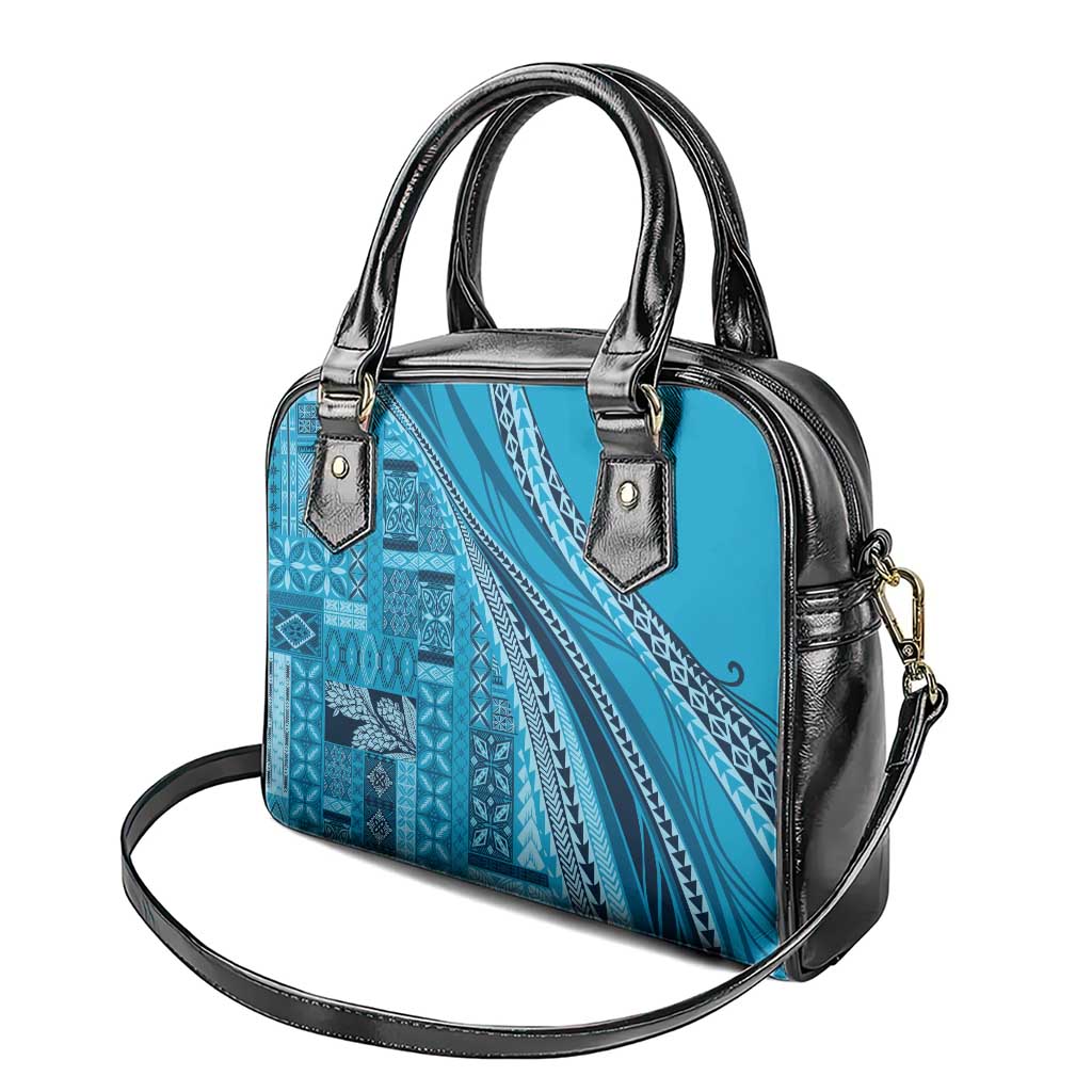 Pasifika Women's Day - Samoa Siapo Malu Tattoo Inspired Shoulder Handbag Turquoise