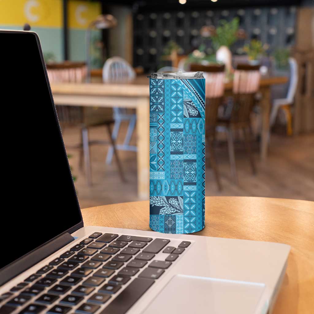 Pasifika Women's Day - Samoa Siapo Malu Tattoo Inspired Skinny Tumbler Turquoise