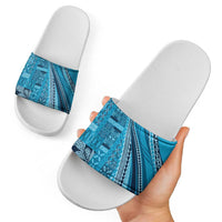 Pasifika Women's Day - Samoa Siapo Malu Tattoo Inspired Slide Sandals Turquoise LT7 - Polynesian Pride