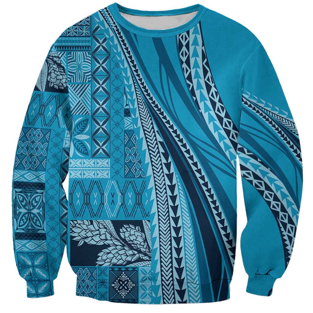 Pasifika Women's Day - Samoa Siapo Malu Tattoo Inspired Sweatshirt Turquoise