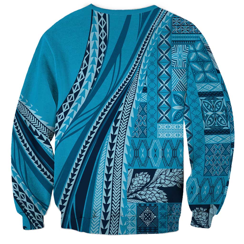 Pasifika Women's Day - Samoa Siapo Malu Tattoo Inspired Sweatshirt Turquoise