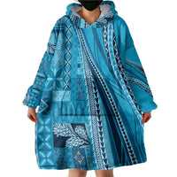 Pasifika Women's Day - Samoa Siapo Malu Tattoo Inspired Wearable Blanket Hoodie Turquoise