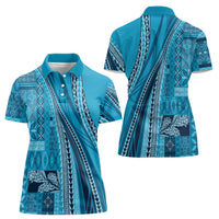 Pasifika Women's Day - Samoa Siapo Malu Tattoo Inspired Women Polo Shirt Turquoise