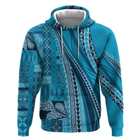 Pasifika Women's Day - Samoa Siapo Malu Tattoo Inspired Zip Hoodie Turquoise