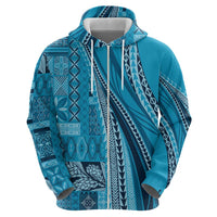 Pasifika Women's Day - Samoa Siapo Malu Tattoo Inspired Zip Hoodie Turquoise