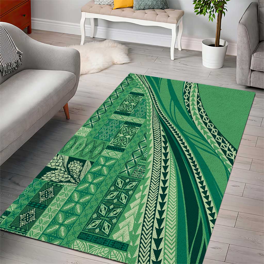 Pasifika Women's Day - Samoa Siapo Malu Tattoo Inspired Area Rug Jade LT7 - Polynesian Pride