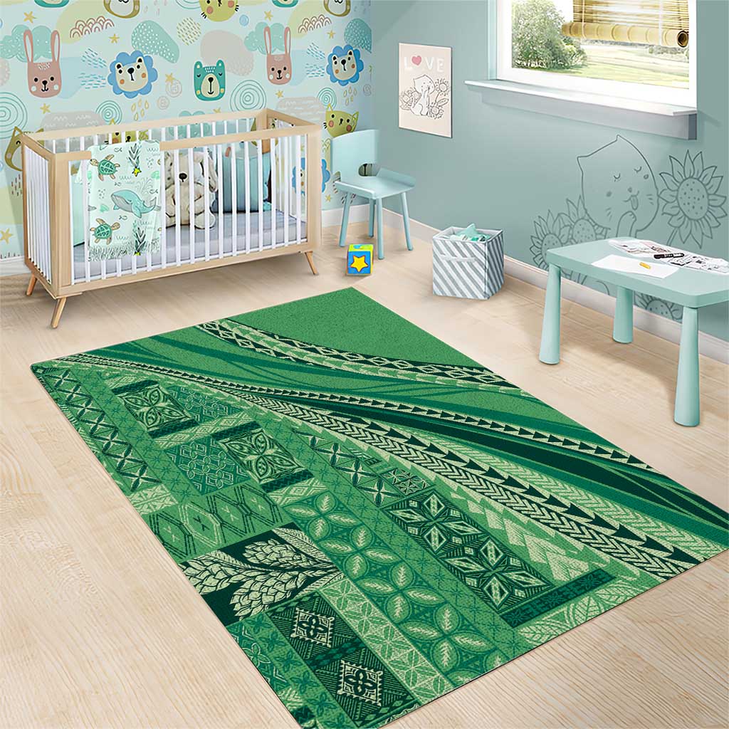 Pasifika Women's Day - Samoa Siapo Malu Tattoo Inspired Area Rug Jade LT7 - Polynesian Pride