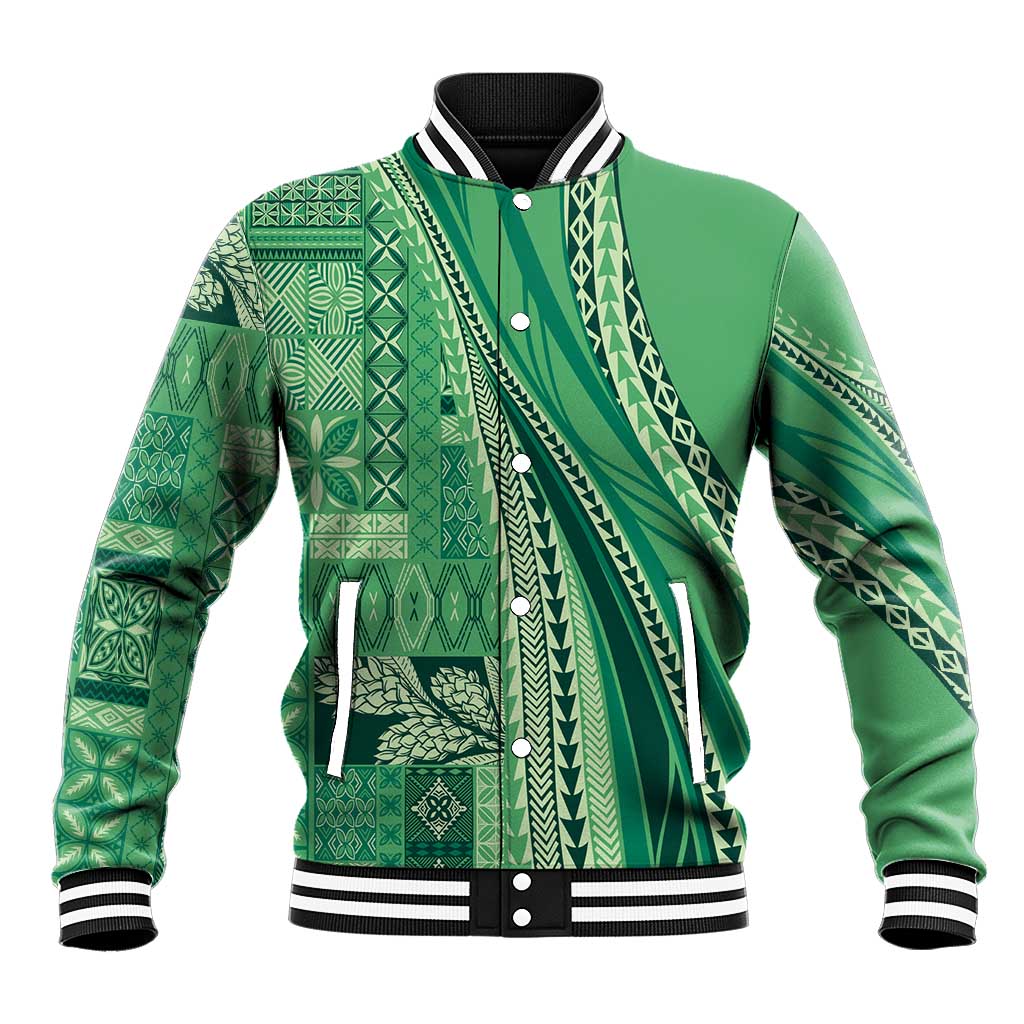 Pasifika Women's Day - Samoa Siapo Malu Tattoo Inspired Baseball Jacket Jade