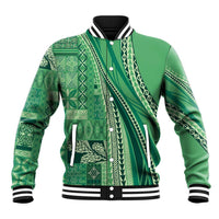 Pasifika Women's Day - Samoa Siapo Malu Tattoo Inspired Baseball Jacket Jade