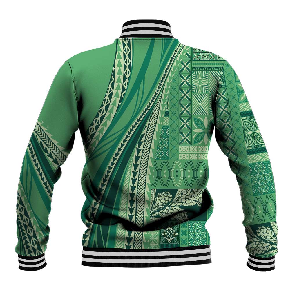 Pasifika Women's Day - Samoa Siapo Malu Tattoo Inspired Baseball Jacket Jade