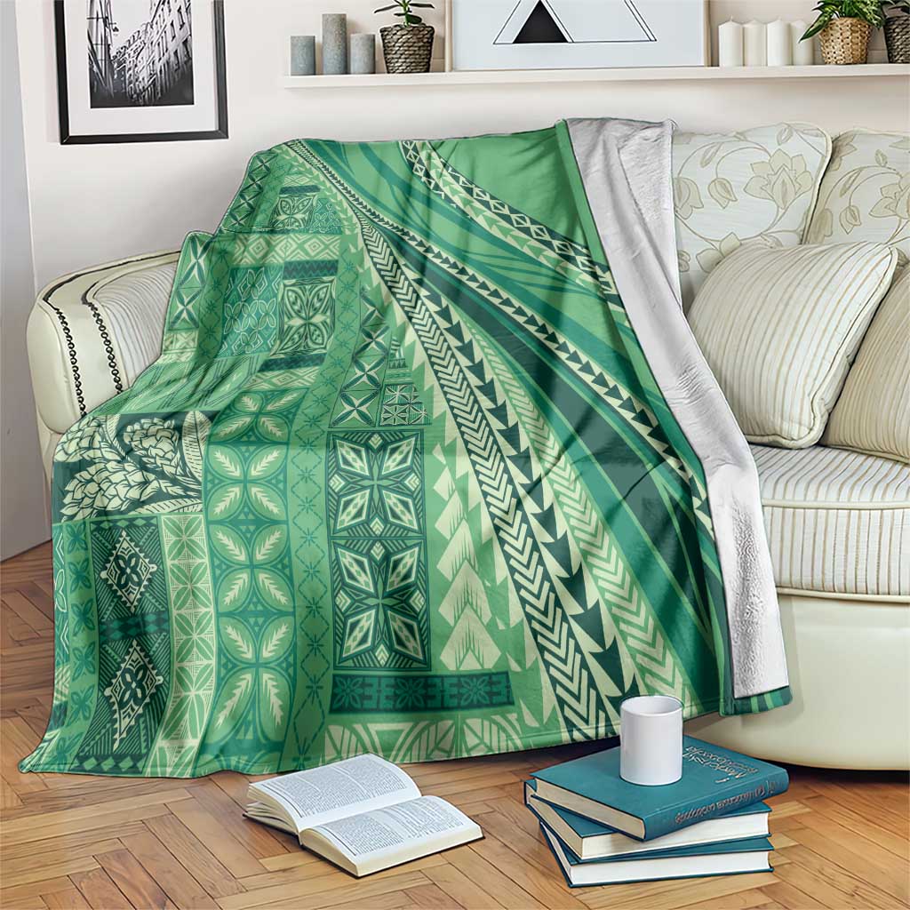 Pasifika Women's Day - Samoa Siapo Malu Tattoo Inspired Blanket Jade