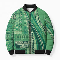 Pasifika Women's Day - Samoa Siapo Malu Tattoo Inspired Bomber Puffer Jacket Jade