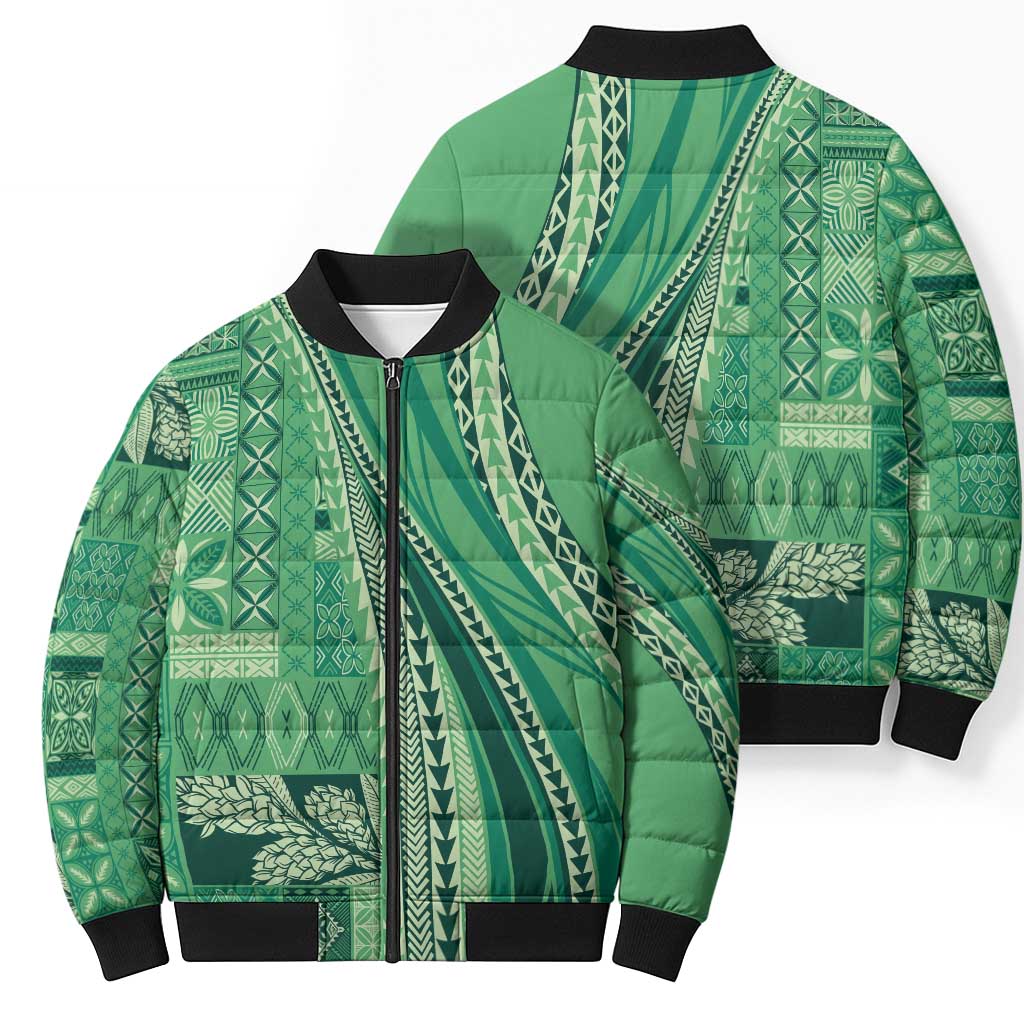 Pasifika Women's Day - Samoa Siapo Malu Tattoo Inspired Bomber Puffer Jacket Jade