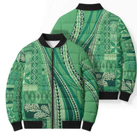 Pasifika Women's Day - Samoa Siapo Malu Tattoo Inspired Bomber Puffer Jacket Jade