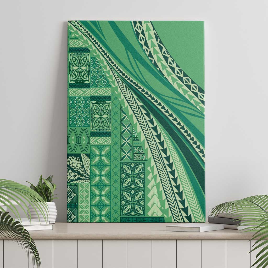 Pasifika Women's Day - Samoa Siapo Malu Tattoo Inspired Canvas Wall Art Jade