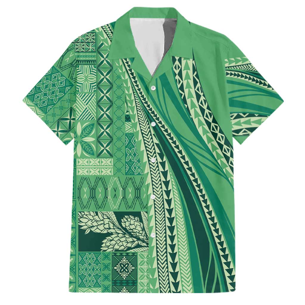 Pasifika Women's Day - Samoa Siapo Malu Tattoo Inspired Family Matching Long Sleeve Bodycon Dress and Hawaiian Shirt Jade LT7 Dad's Shirt - Short Sleeve Jade - Polynesian Pride