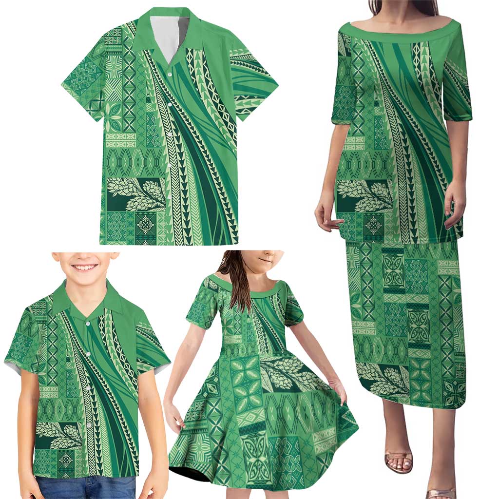 Pasifika Women's Day - Samoa Siapo Malu Tattoo Inspired Family Matching Puletasi and Hawaiian Shirt Jade LT7 - Polynesian Pride