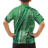 Pasifika Women's Day - Samoa Siapo Malu Tattoo Inspired Family Matching Summer Maxi Dress and Hawaiian Shirt Jade