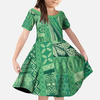 Pasifika Women's Day - Samoa Siapo Malu Tattoo Inspired Family Matching Summer Maxi Dress and Hawaiian Shirt Jade