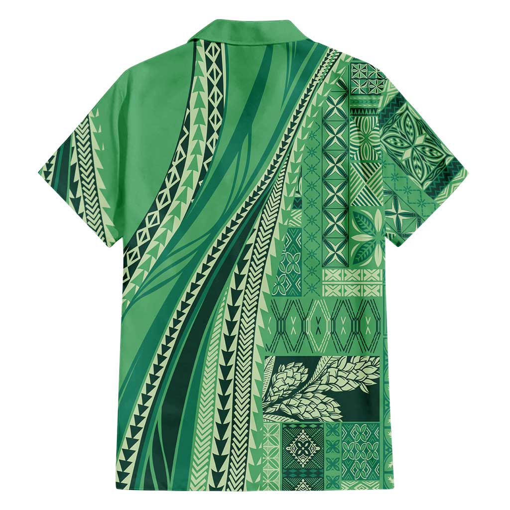 Pasifika Women's Day - Samoa Siapo Malu Tattoo Inspired Family Matching Summer Maxi Dress and Hawaiian Shirt Jade