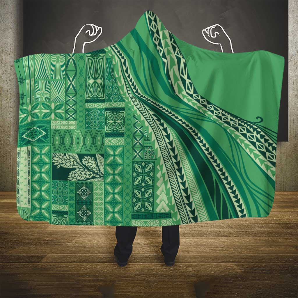 Pasifika Women's Day - Samoa Siapo Malu Tattoo Inspired Hooded Blanket Jade