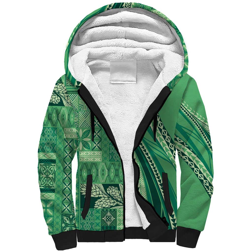 Pasifika Women's Day - Samoa Siapo Malu Tattoo Inspired Sherpa Hoodie Jade