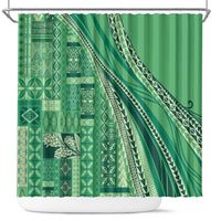 Pasifika Women's Day - Samoa Siapo Malu Tattoo Inspired Shower Curtain Jade
