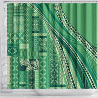 Pasifika Women's Day - Samoa Siapo Malu Tattoo Inspired Shower Curtain Jade