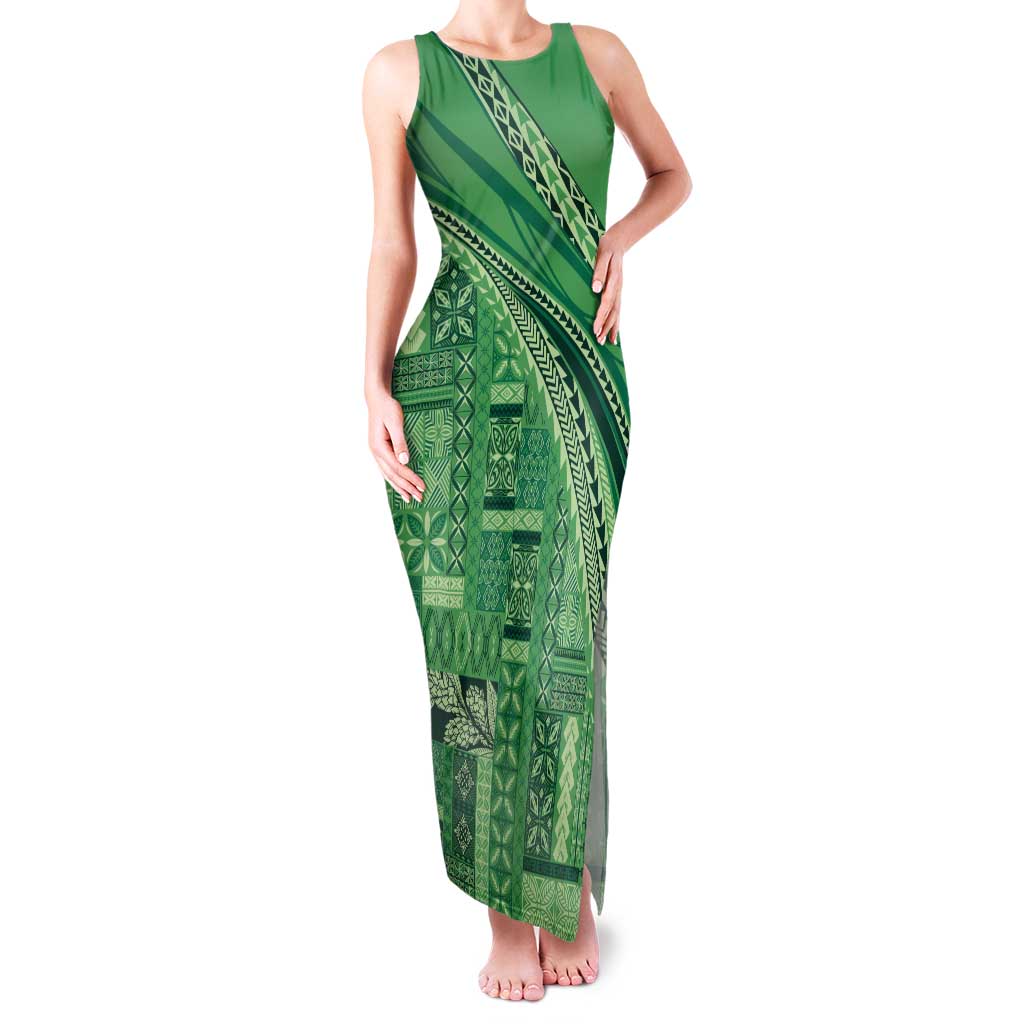 Pasifika Women's Day - Samoa Siapo Malu Tattoo Inspired Tank Maxi Dress Jade LT7 Women Jade - Polynesian Pride