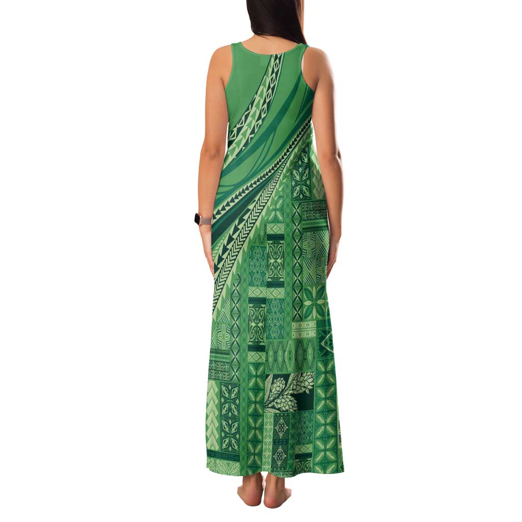 Pasifika Women's Day - Samoa Siapo Malu Tattoo Inspired Tank Maxi Dress Jade LT7 - Polynesian Pride