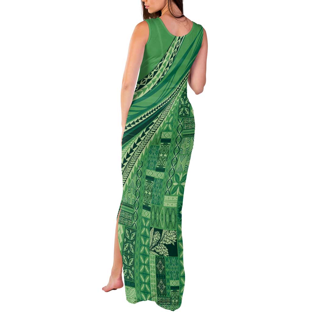 Pasifika Women's Day - Samoa Siapo Malu Tattoo Inspired Tank Maxi Dress Jade LT7 - Polynesian Pride