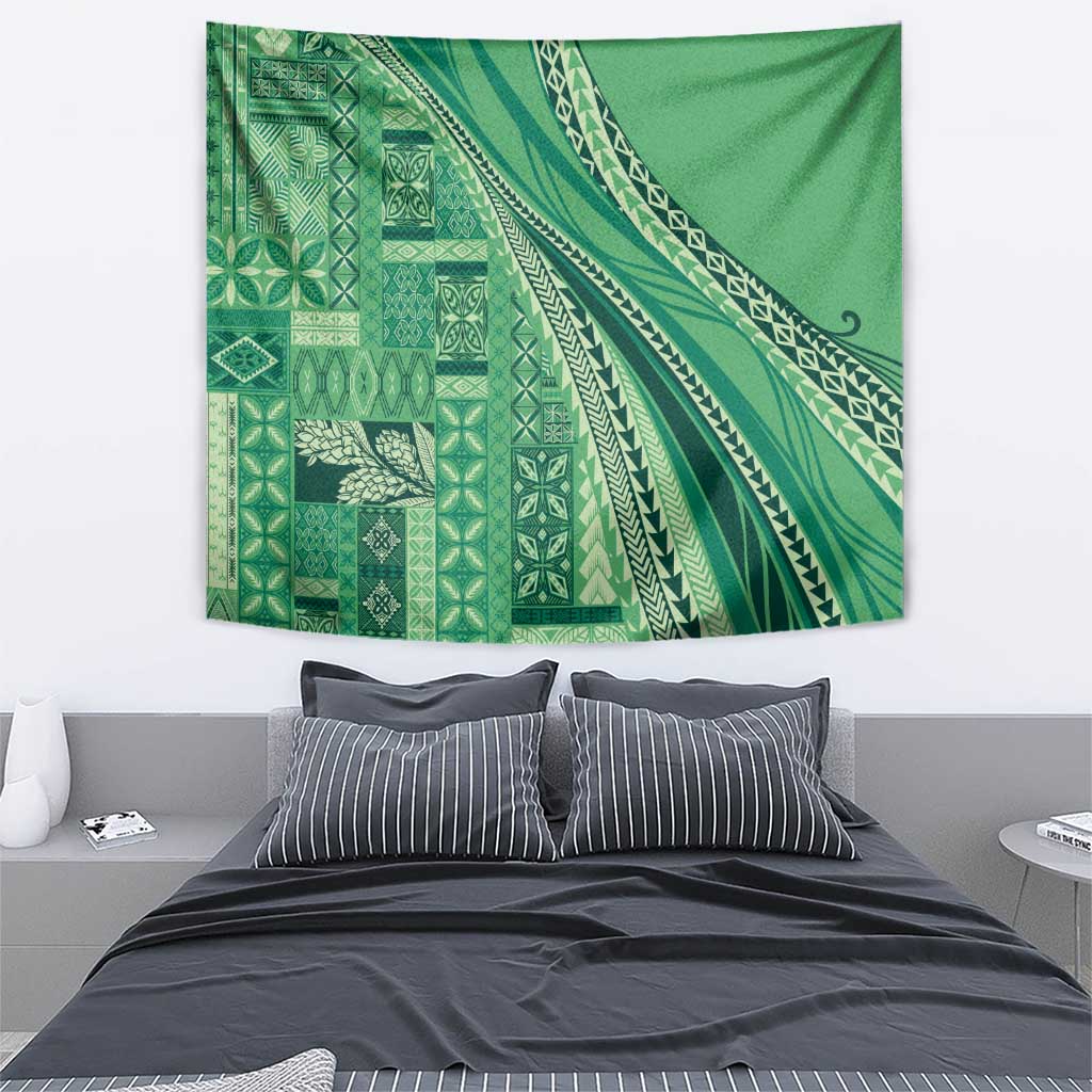 Pasifika Women's Day - Samoa Siapo Malu Tattoo Inspired Tapestry Jade