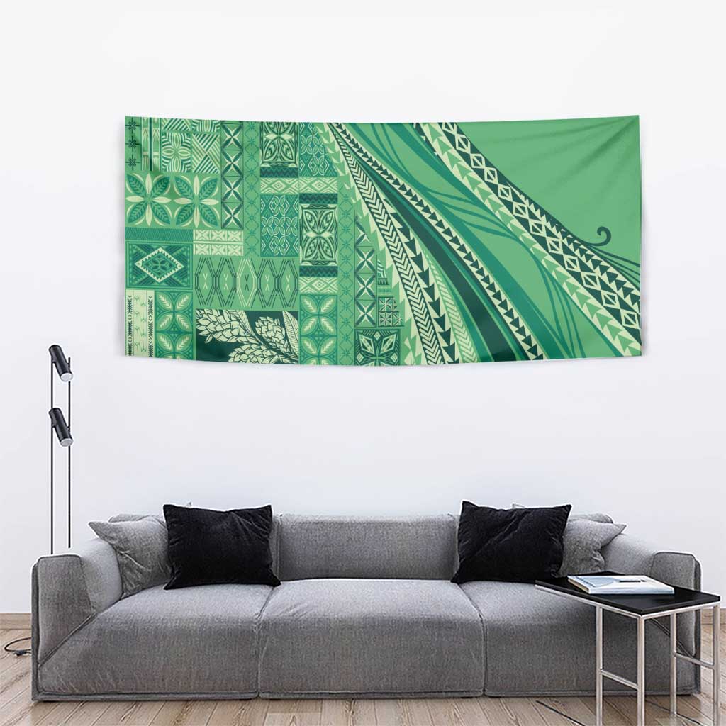 Pasifika Women's Day - Samoa Siapo Malu Tattoo Inspired Tapestry Jade