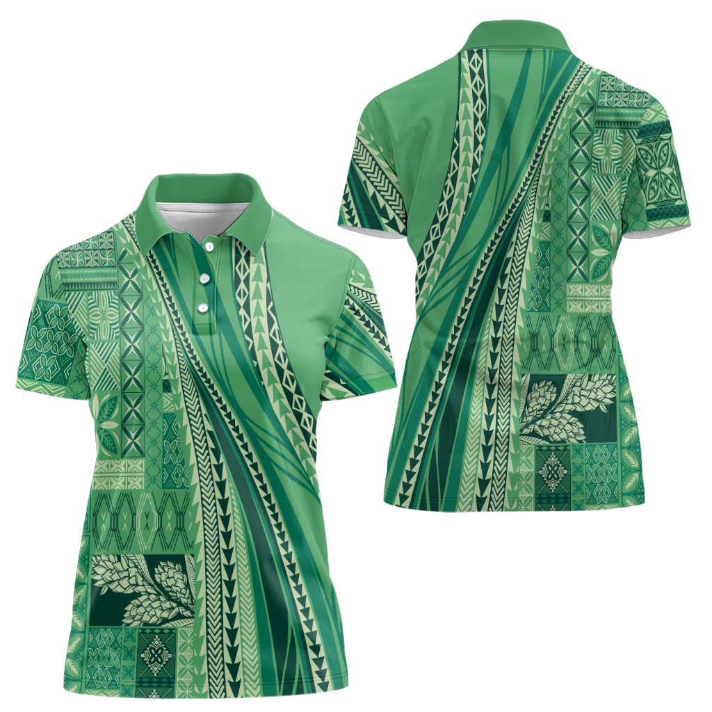 Pasifika Women's Day - Samoa Siapo Malu Tattoo Inspired Women Polo Shirt Jade