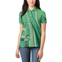 Pasifika Women's Day - Samoa Siapo Malu Tattoo Inspired Women Polo Shirt Jade