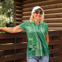 Pasifika Women's Day - Samoa Siapo Malu Tattoo Inspired Women Polo Shirt Jade