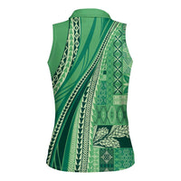 Pasifika Women's Day - Samoa Siapo Malu Tattoo Inspired Women Sleeveless Polo Shirt Jade LT7 - Polynesian Pride