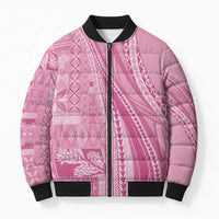 Pasifika Women's Day - Samoa Siapo Malu Tattoo Inspired Bomber Puffer Jacket Pink