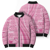 Pasifika Women's Day - Samoa Siapo Malu Tattoo Inspired Bomber Puffer Jacket Pink
