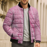 Pasifika Women's Day - Samoa Siapo Malu Tattoo Inspired Bomber Puffer Jacket Pink