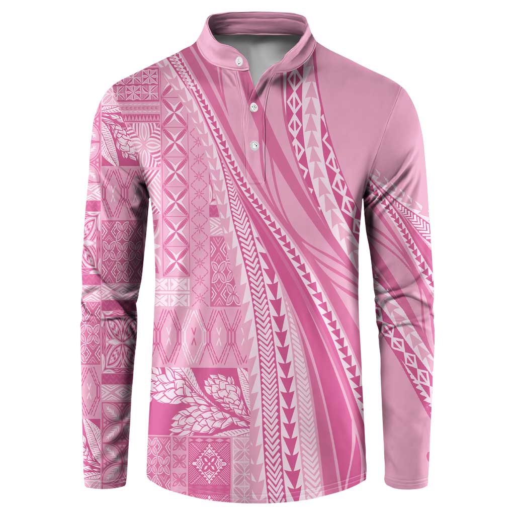 Pasifika Women's Day - Samoa Siapo Malu Tattoo Inspired Button Sweatshirt Pink