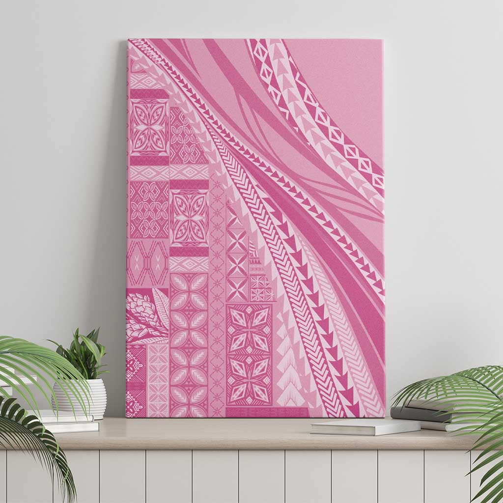 Pasifika Women's Day - Samoa Siapo Malu Tattoo Inspired Canvas Wall Art Pink