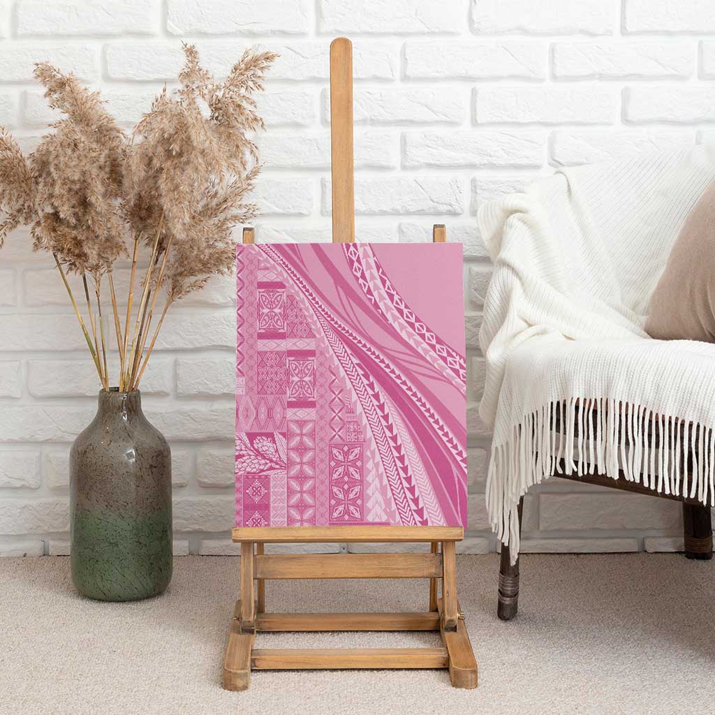 Pasifika Women's Day - Samoa Siapo Malu Tattoo Inspired Canvas Wall Art Pink