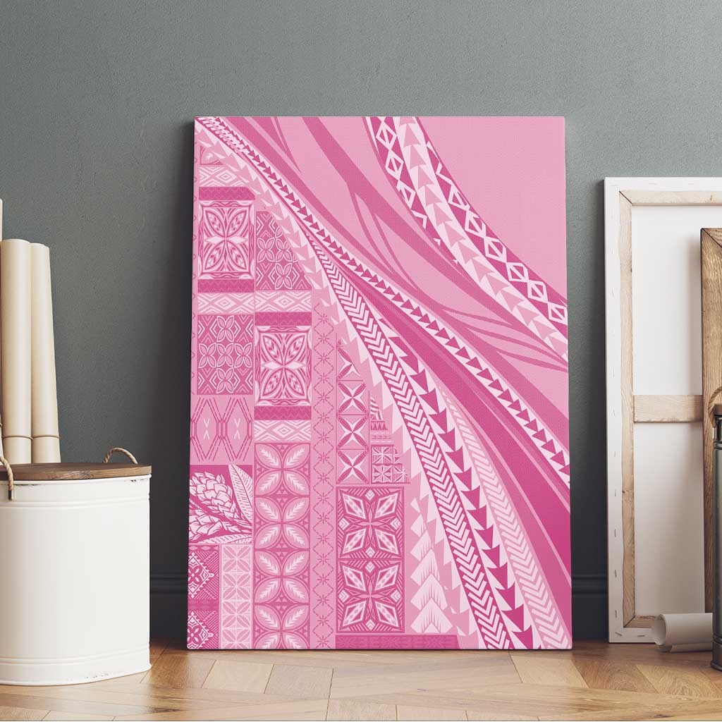 Pasifika Women's Day - Samoa Siapo Malu Tattoo Inspired Canvas Wall Art Pink