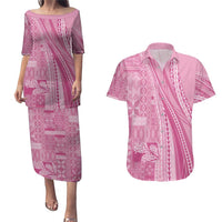 Pasifika Women's Day - Samoa Siapo Malu Tattoo Inspired Couples Matching Puletasi and Hawaiian Shirt Pink LT7 Pink - Polynesian Pride