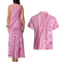 Pasifika Women's Day - Samoa Siapo Malu Tattoo Inspired Couples Matching Tank Maxi Dress and Hawaiian Shirt Pink LT7 - Polynesian Pride