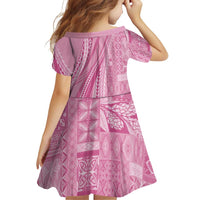 Pasifika Women's Day - Samoa Siapo Malu Tattoo Inspired Family Matching Off The Shoulder Long Sleeve Dress and Hawaiian Shirt Pink