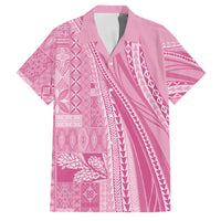 Pasifika Women's Day - Samoa Siapo Malu Tattoo Inspired Family Matching Off The Shoulder Long Sleeve Dress and Hawaiian Shirt Pink