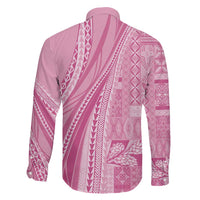 Pasifika Women's Day - Samoa Siapo Malu Tattoo Inspired Family Matching Off The Shoulder Long Sleeve Dress and Hawaiian Shirt Pink