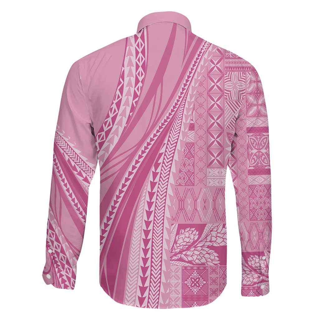 Pasifika Women's Day - Samoa Siapo Malu Tattoo Inspired Family Matching Off Shoulder Short Dress and Hawaiian Shirt Pink